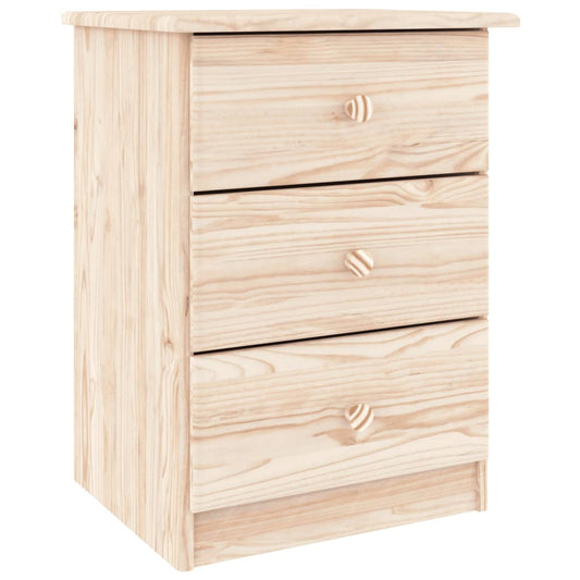 Mesita De Noche Alta Madera Maciza De Pino 41x35x55,5 Cm_0