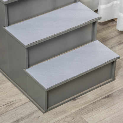 Pawhut Escalera Para Perros De 4 Peldaños Con Acolchados 40x59x54,2 Cm Gris_4