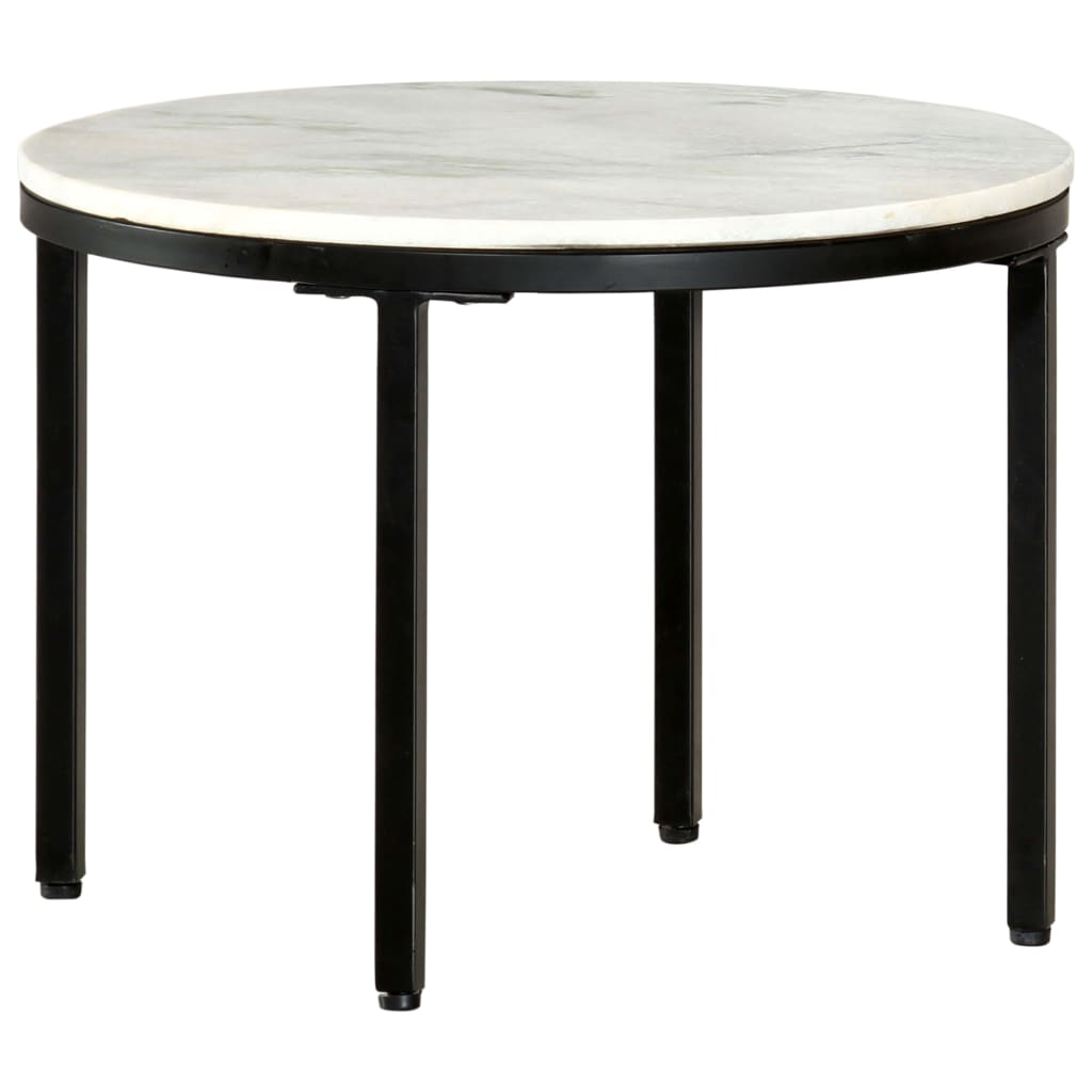 Mesa De Centro Mármol Macizo Auténtico Blanco Y Negro Ø50 Cm_3