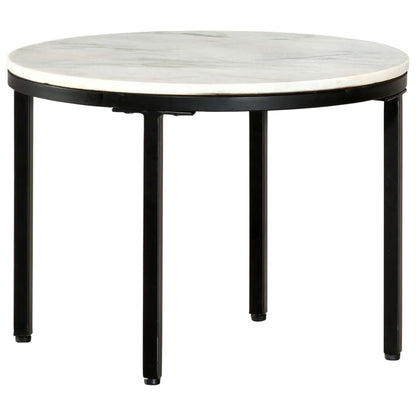 Mesa De Centro Mármol Macizo Auténtico Blanco Y Negro Ø50 Cm_3