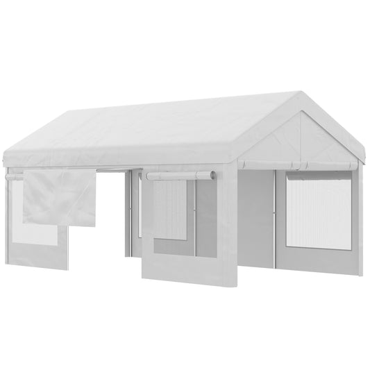 Outsunny Carpa De Jardín 6x3m 3 Puertas Extraíbles Ventanas De Malla Enrollables_0