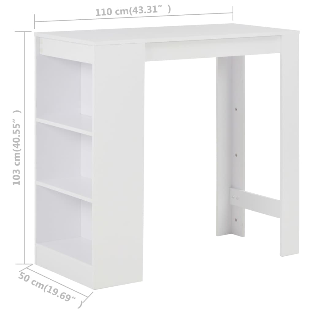 Mesa Alta De Cocina Con Estantería Blanco 110x50x103 Cm_4