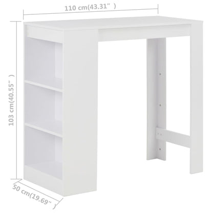 Mesa Alta De Cocina Con Estantería Blanco 110x50x103 Cm_4