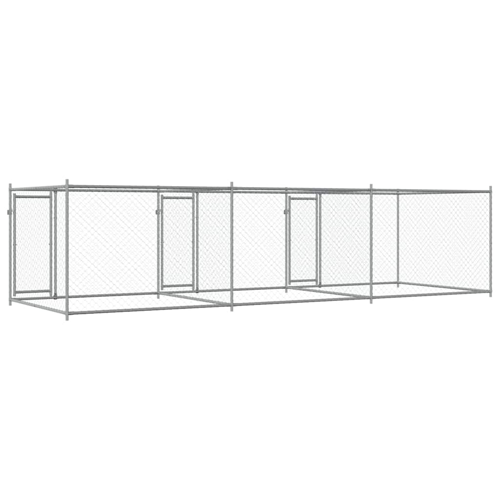 Jaula De Perros Con Puertas Acero Galvanizado Gris 6x2x1,5 M_5