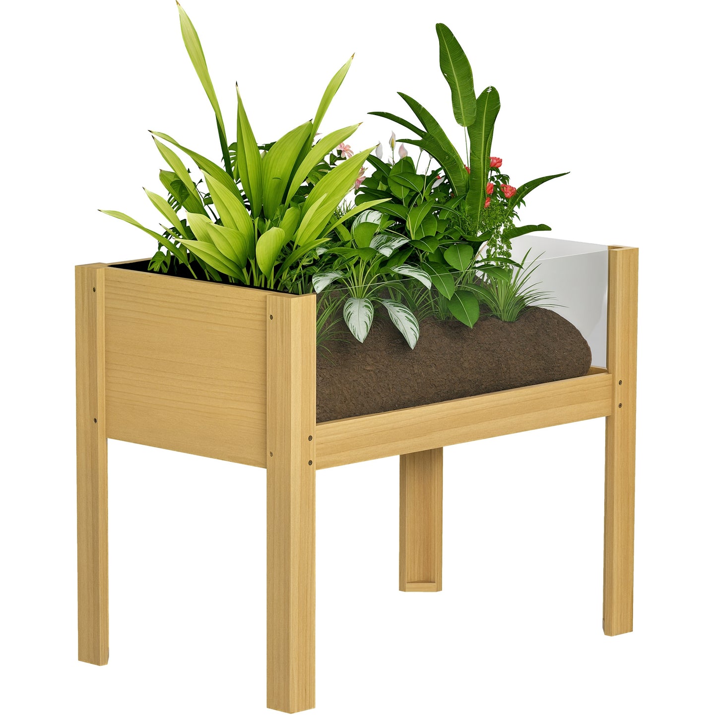 Outsunny Huerto Urbano De Madera Con Paneles Acrílicos 75x46x60,5 Cm Natural_0