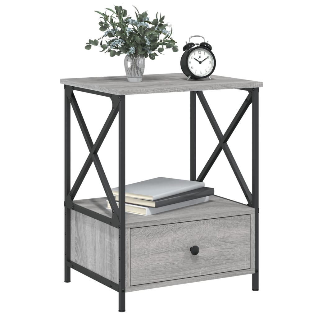Mesita De Noche Madera De Ingeniería Gris Sonoma 50x41x65 Cm_1