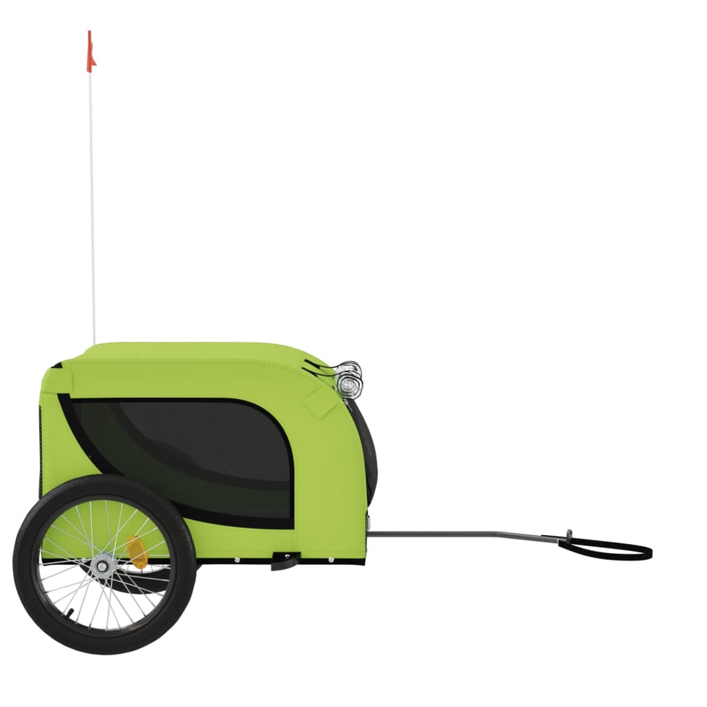 Remolque De Bicicleta Mascotas Hierro Tela Oxford Verde Negro_4
