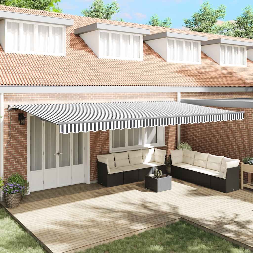 Toldo Retráctil Automático Gris Antracita Y Blanco 600x300 Cm_1