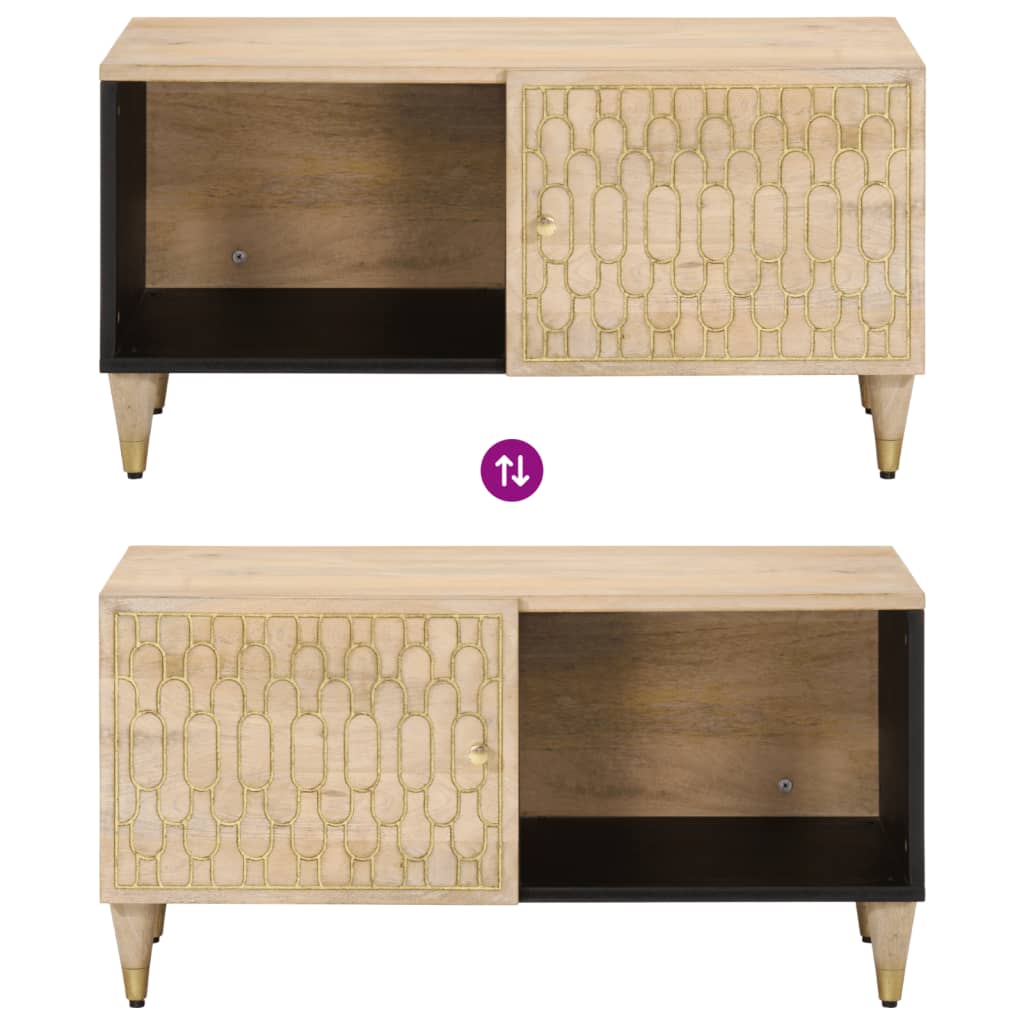 Mesa De Centro De Madera Maciza De Mango 80x50x40 Cm_4