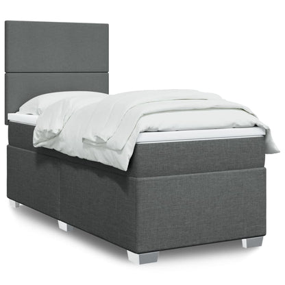 Cama Box Spring Con Colchón Tela Gris Oscuro 100x200 Cm / Vetonek_0