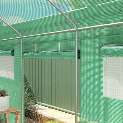 Outsunny Invernadero De Exterior 6x3x2 M Con 6 Ventanas De Malla Verde_4