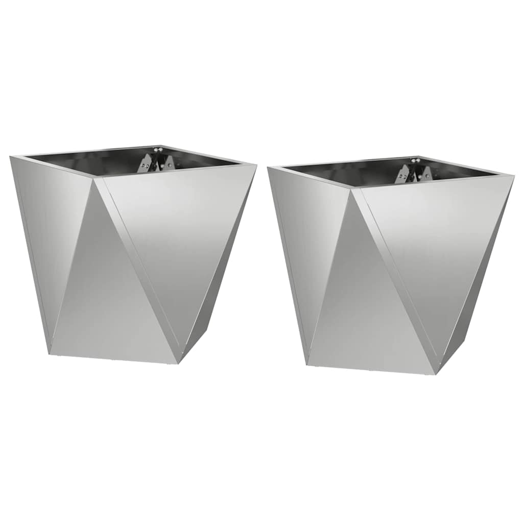 Jardinera 2 Pcs Plateado 30 X 30 X 30 Cm Acero Galvanizado_0