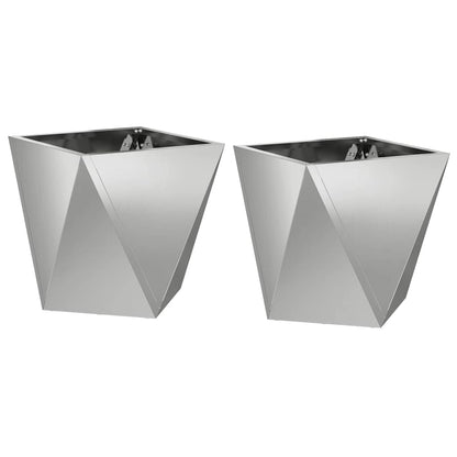 Jardinera 2 Pcs Plateado 30 X 30 X 30 Cm Acero Galvanizado_0