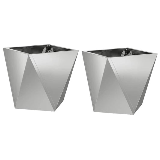 Jardinera 2 Pcs Plateado 30 X 30 X 30 Cm Acero Galvanizado_0