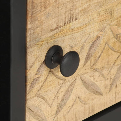 Mueble De Tv Puerta Tallada Madera De Mango Rugosa 90x55x36 Cm_4