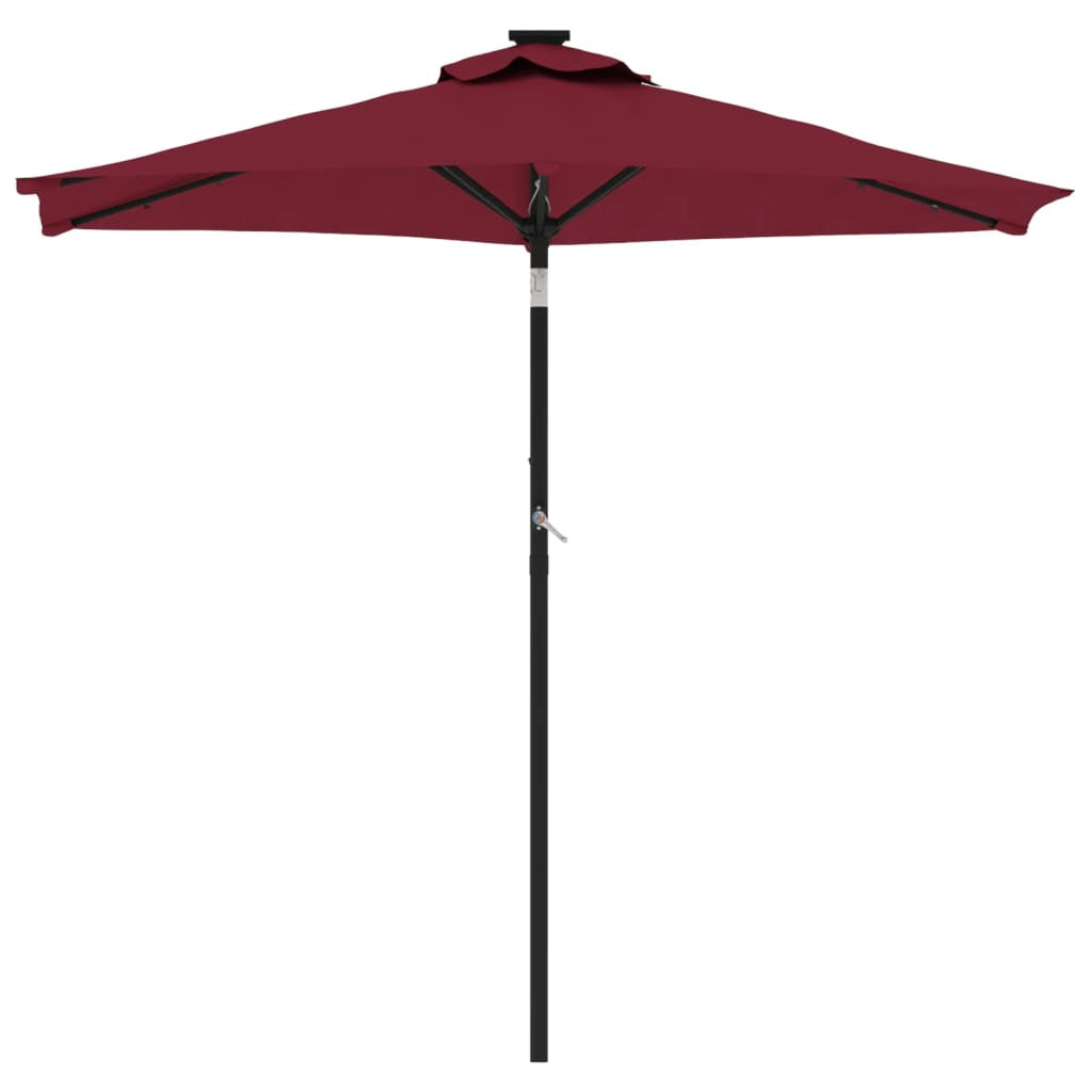 Vidaxl Sombrilla Jardín Con Luz Led Poste Acero Burdeos 225x225x212 Cm_3