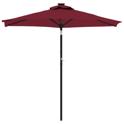 Vidaxl Sombrilla Jardín Con Luz Led Poste Acero Burdeos 225x225x212 Cm_3