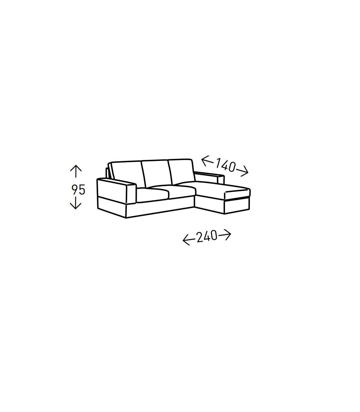 Chaiselongue Reversible Pitres Con Tela Antimanchas Gris. 240 Cm (ancho) X 140 Cm (fondo) X 95 Cm (alto)._1