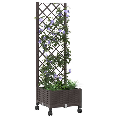 Jardinera Con Enrejado Y Ruedas Marrón 40 X 40 X 131,5 Cm Pp_2