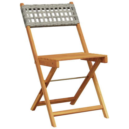 Set De Comedor De Jardín 5 Piezas Ratán Pe Madera Maciza Gris / Vetonek_1