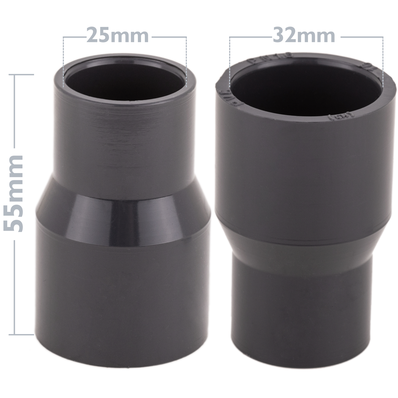 Reducción - Ampliación De Pvc Cónica Concéntrica Ø25-32x32-40mm_1