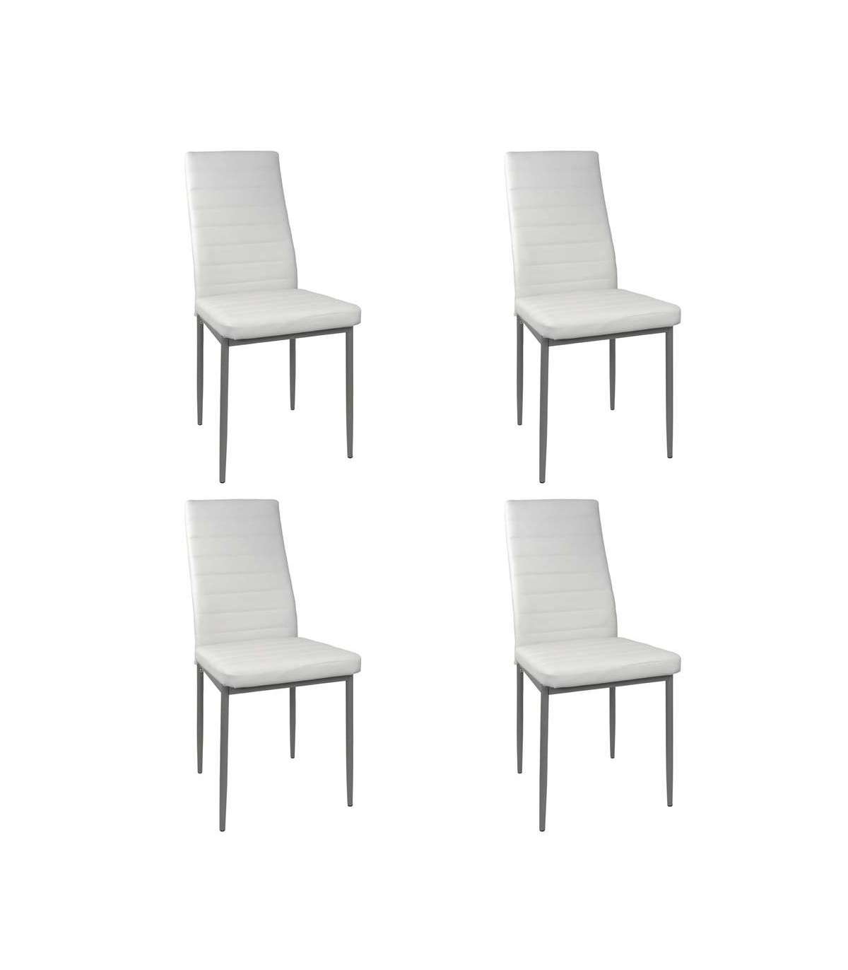 Pack De 4 Sillas Md-galera Tapizadas En Tejido Pu Blanco, 93cm(alto) 43cm(ancho) 42.5cm(la_0