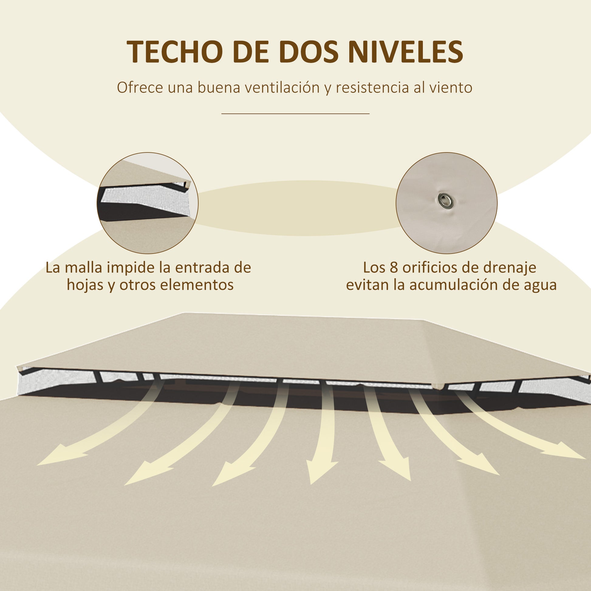 Outsunny Conjunto De 1 Cenador De Jardín 4x3 M Y 1 Techo De Repuesto_3