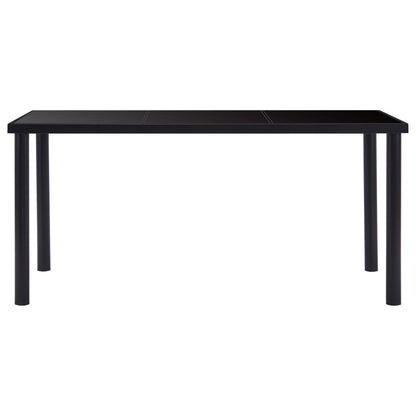 Mesa De Comedor De Vidrio Templado Negro 160x80x75 Cm_0