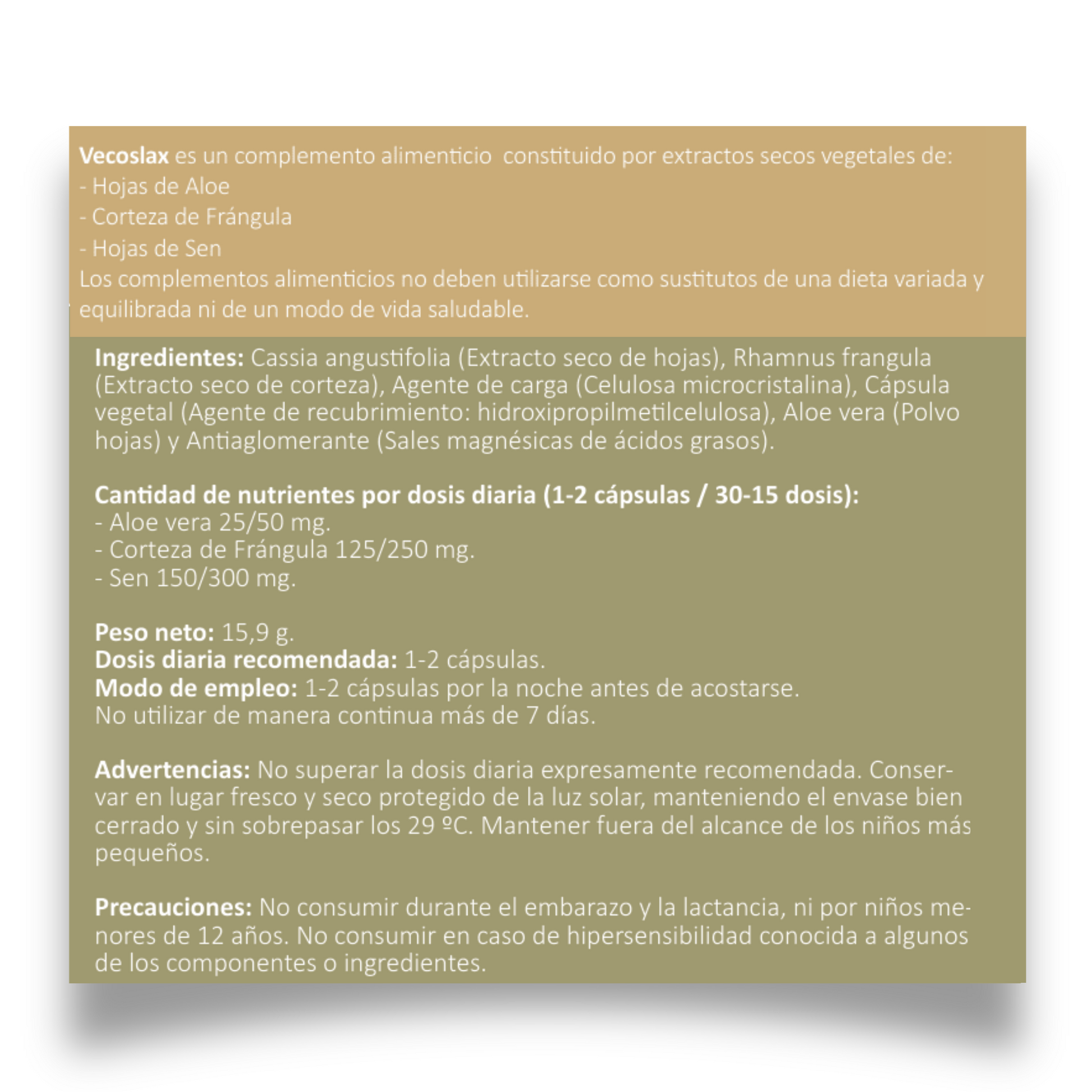Vecoslax Vecos 30 Cápsulas | Regulación Del Tránsito Intestinal Y Alivio Del Estreñimiento Ocasional | Sen Y Frángula_4