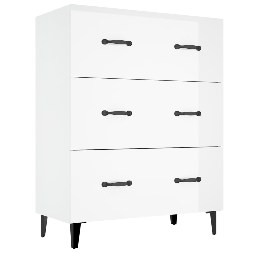 Aparador De Madera Contrachapada Blanco Brillante 69,5x34x90 Cm / Vetonek_0