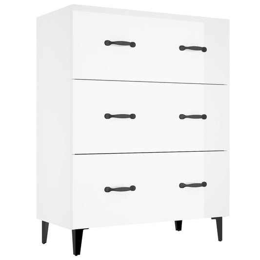 Aparador De Madera Contrachapada Blanco Brillante 69,5x34x90 Cm / Vetonek_0