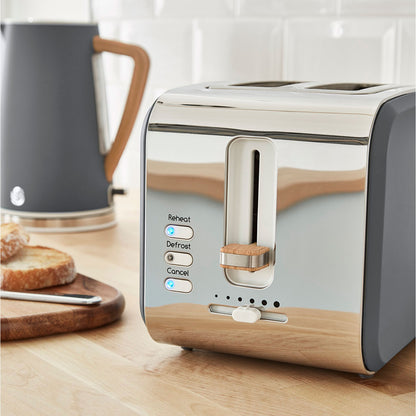 Swan Nordic Tostadora Pan Ranura Ancha 2 Rebanadas, 3 Funciones, 6 Niveles, Diseño Moderno, St14610gryneu, Gris 900w_3