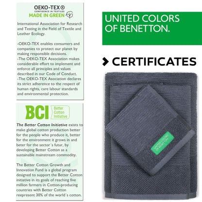 Set 3pcs Toallas De Baño (30x50+50x90+70x140cm) 450 Gsm 100%algodon Gris Oscuro Casa Benetton_3