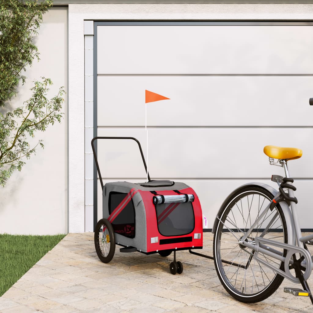 Remolque De Bicicleta Mascotas Hierro Tela Oxford Naranja Gris_1
