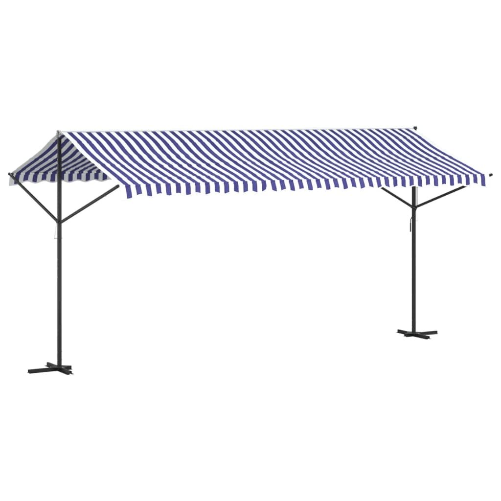 Vidaxl Toldo De Pie Tela Y Acero Azul Y Blanco 500x300 Cm_4