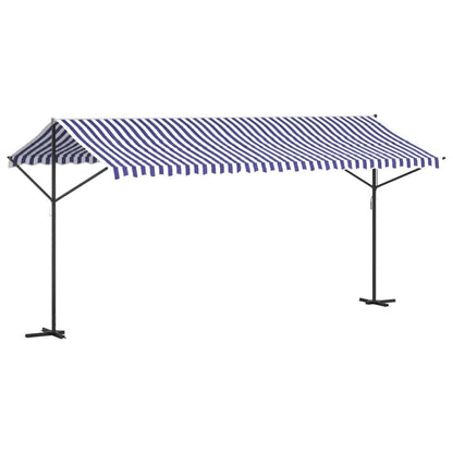 Vidaxl Toldo De Pie Tela Y Acero Azul Y Blanco 500x300 Cm_4