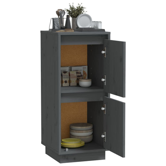 Aparador De Madera Maciza De Pino Gris 31,5x34x75 Cm / Vetonek_2