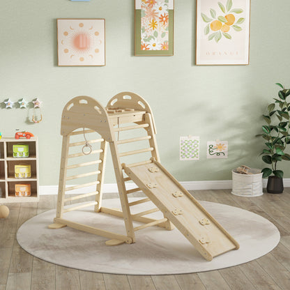 Aiyaplay 6 En 1 Triángulo De Escalada Montessori Con Plataforma Madera Natural_1