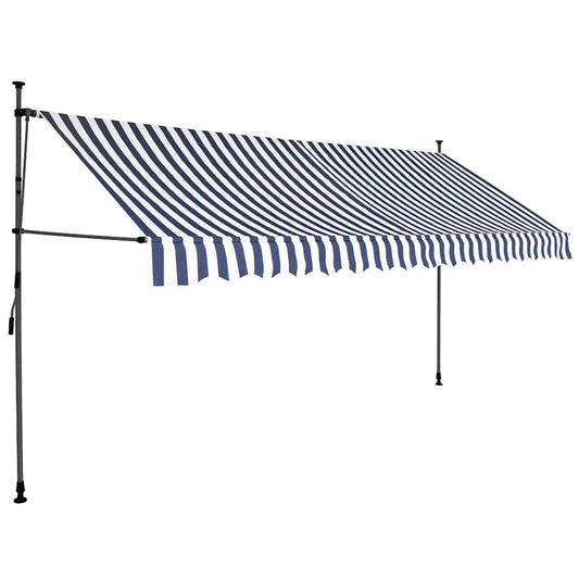 Toldo Manual Retráctil Con Led Azul Y Blanco 350 Cm_0