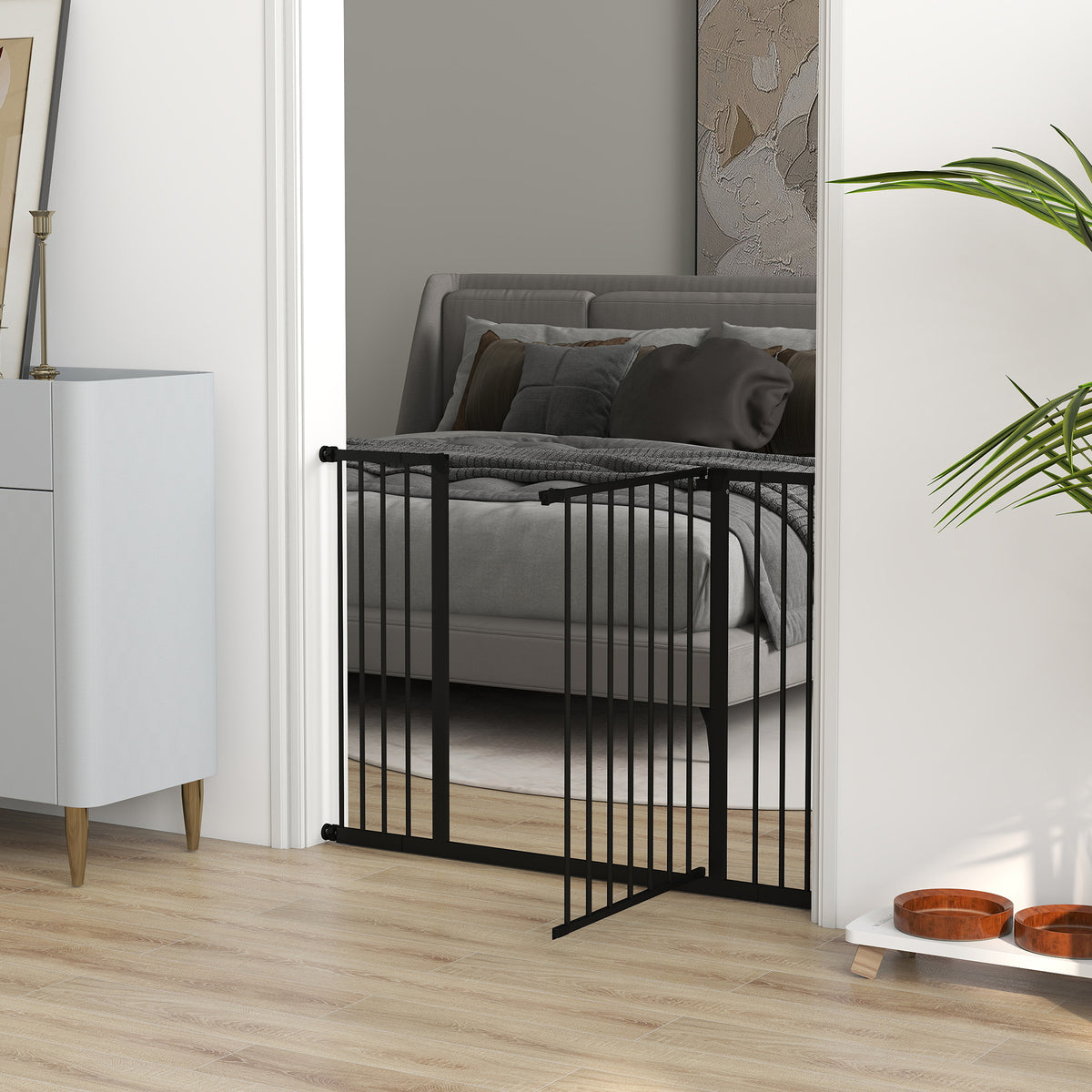 Pawhut Barrera De Seguridad Extensible Puertas Escaleras Metálica Para Perros_4