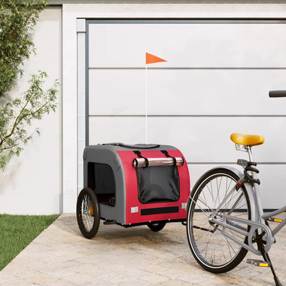 Vidaxl Remolque De Bicicleta Mascotas Hierro Tela Oxford Rojo Gris_1