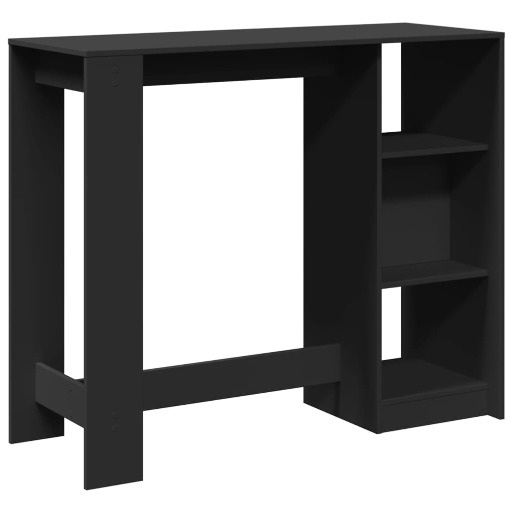 Mesa Bar Con Estante Madera Ingeniería Negra 124x46x103,5 Cm_4