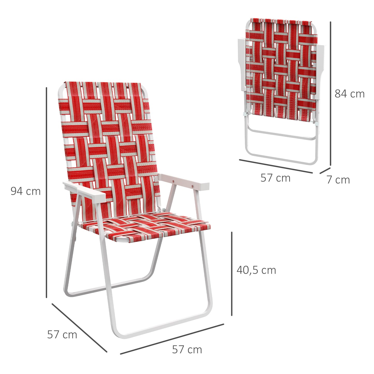 Outsunny Conjunto De 2 Sillas De Camping Plegables 57x57x94 Cm Rojo_2