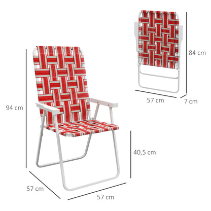 Outsunny Conjunto De 2 Sillas De Camping Plegables 57x57x94 Cm Rojo_2