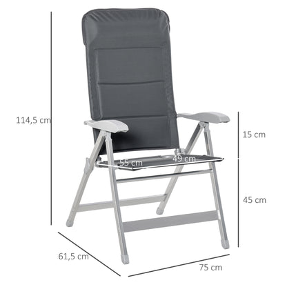 Outsunny Silla De Jardín Plegable Aluminio Con Respaldo Ajustable En 8 Posiciones_2