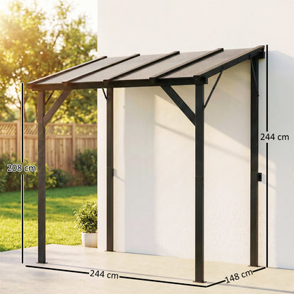 Outsunny Carpa Barbacoa 2,5x1,5 M Con Techo De Policarbonato Y Diseño Adosado_2