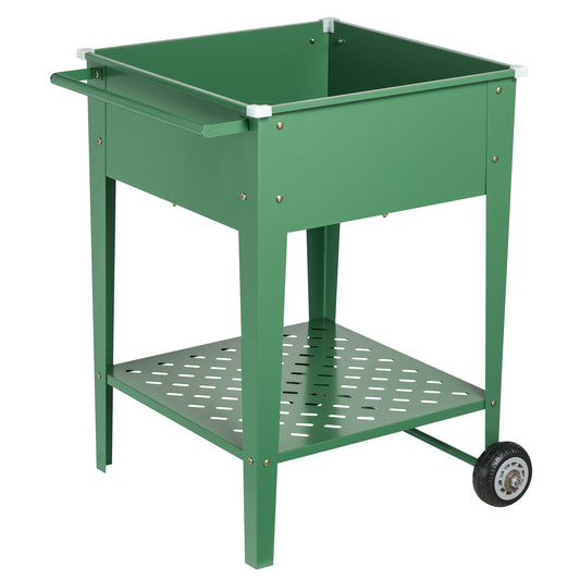 Outsunny Huerto Urbano Elevado Con Ruedas De Acero Galvanizado 64x55x79 Cm_0