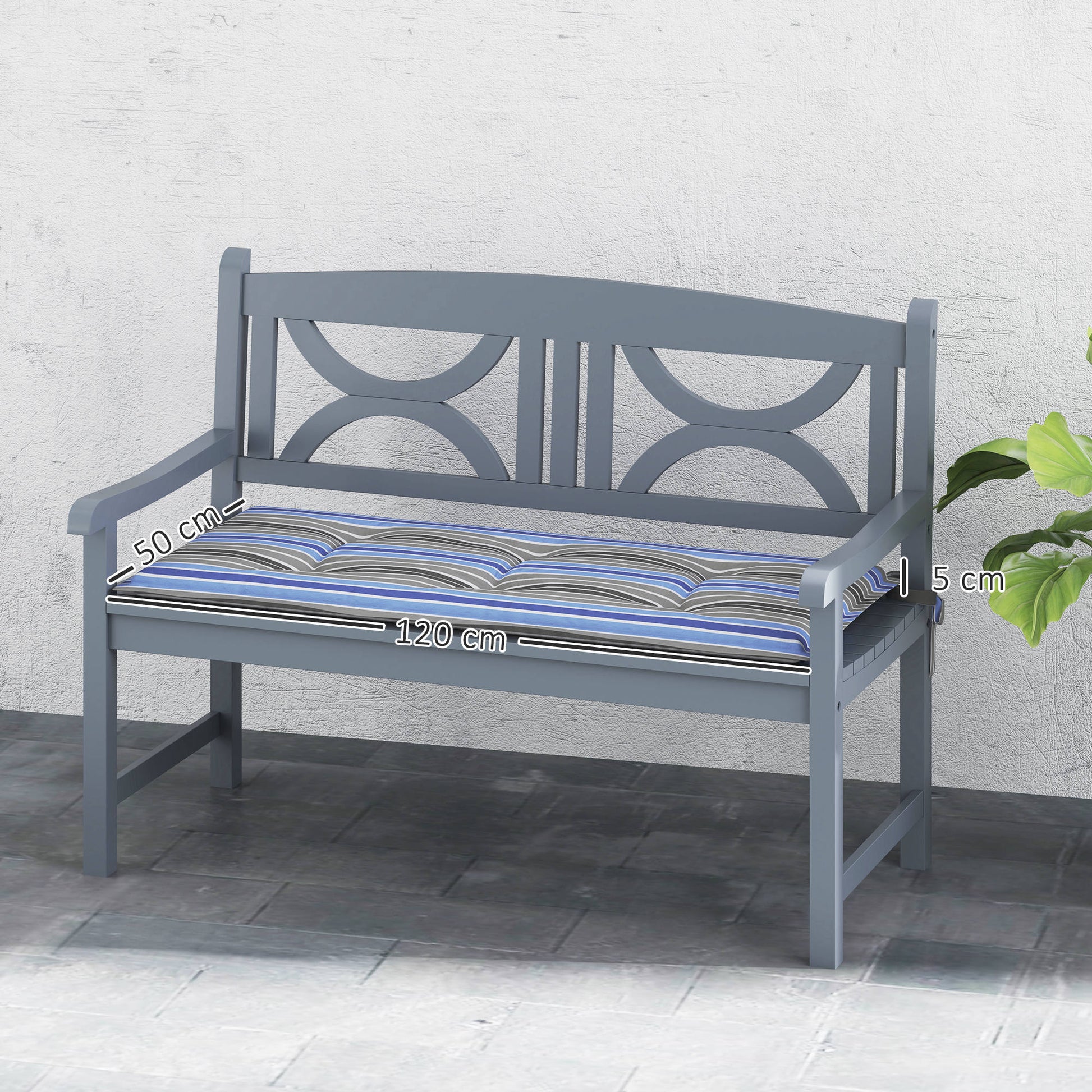 Outsunny Conjunto De Cojines Para Banco De Jardín De 2 Plazas 120x50x5 Cm_2