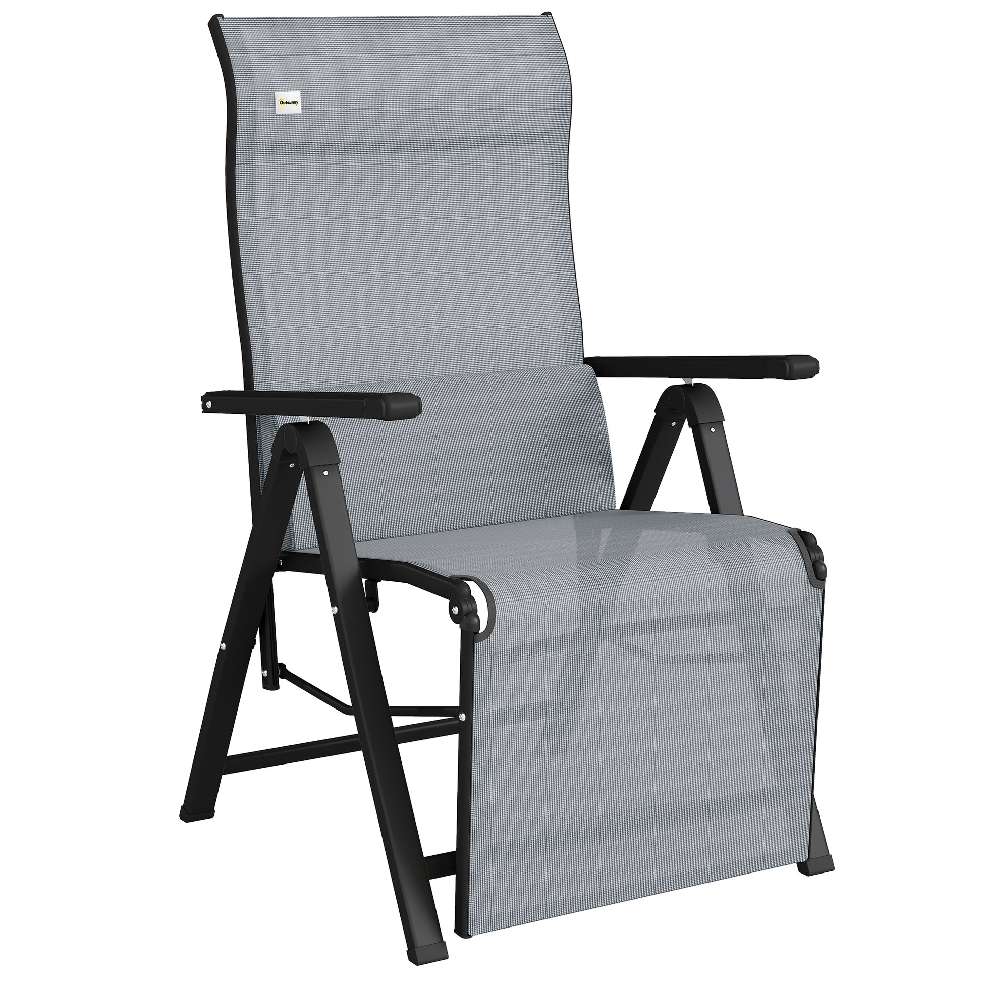 Outsunny Tumbona Plegable Con Respaldo Ajustable En 9 Posiciones Cojín Gris_0