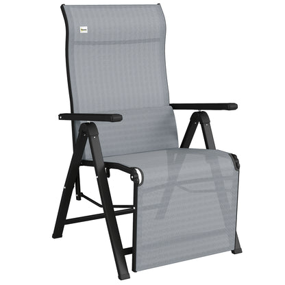 Outsunny Tumbona Plegable Con Respaldo Ajustable En 9 Posiciones Cojín Gris_0